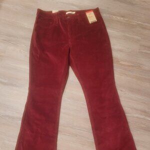 New Levi's 725 Burgundy Corduroy Pants Flair size 32x32
